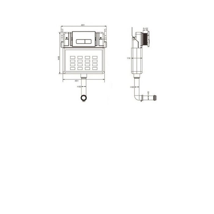 Azzura Zero 4 Star in Wall Cistern with Pneumatic Push Button