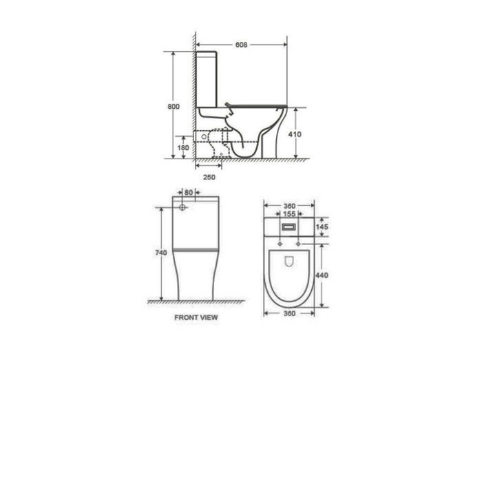 Azzura Ultra Wall Faced Rimless Dual Flush Back Inlet Toilet