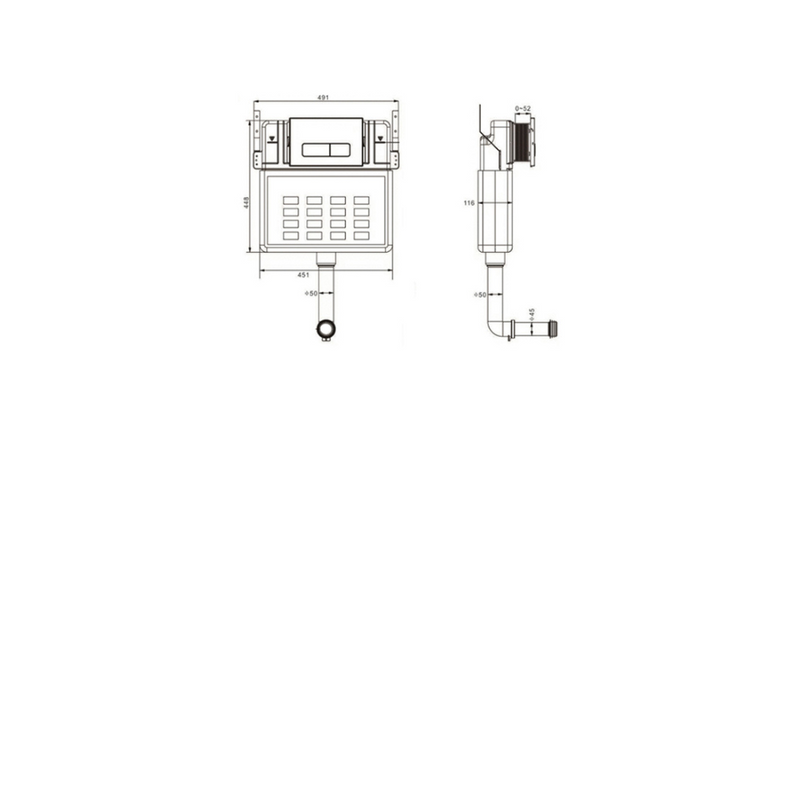Azzura Zero 6 Star in Wall Cistern with Pneumatic Push Button