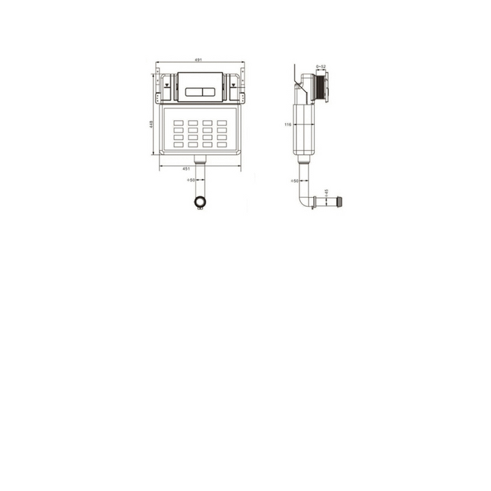 Azzura Zero 6 Star in Wall Cistern with Pneumatic Push Button