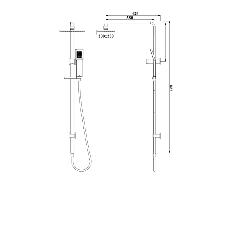Azzura 50 Series Shower Rail Combo Slider Set