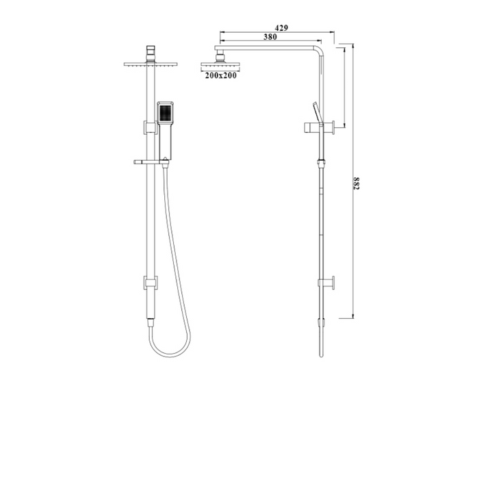 Azzura 50 Series Shower Rail Combo Slider Set