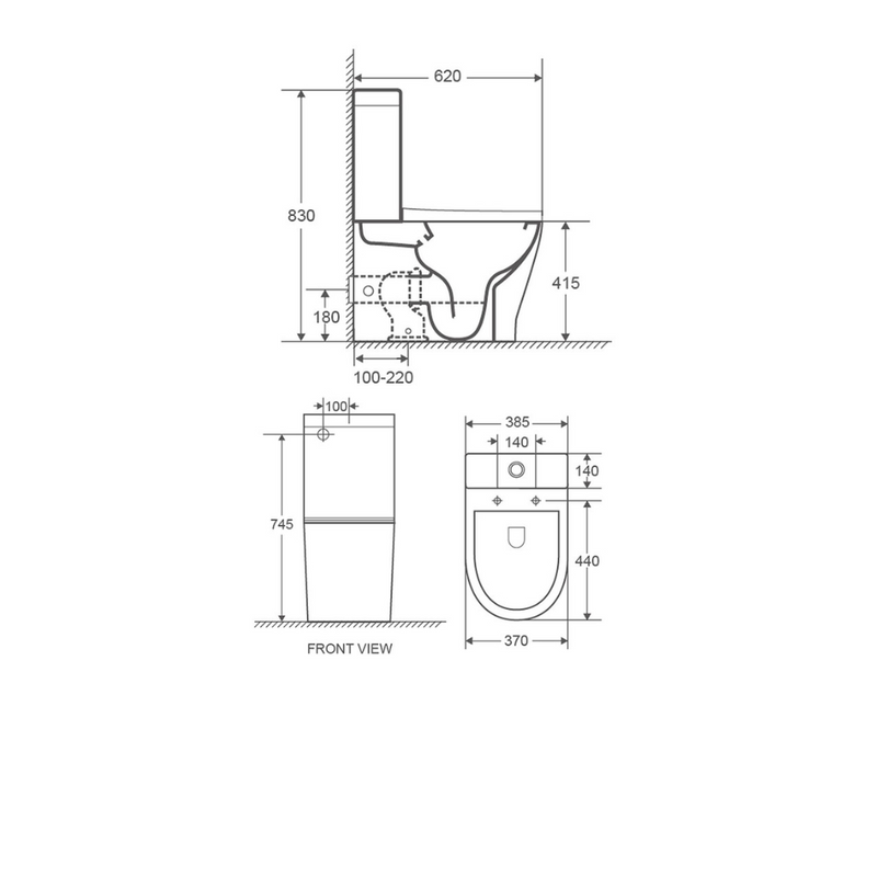 Azzura 60 Series Wall Faced Dual Flush Back Inlet Toilet