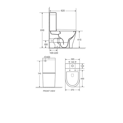 Azzura 60 Series Wall Faced Dual Flush Back Inlet Toilet