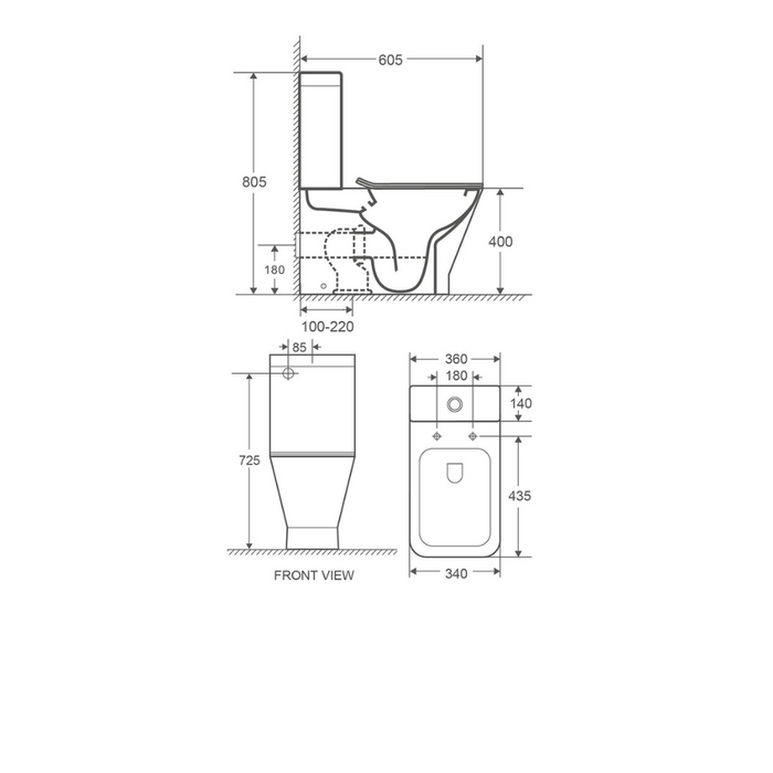 Azzura 60 Series Wall Faced Dual Flush Back Inlet Toilet