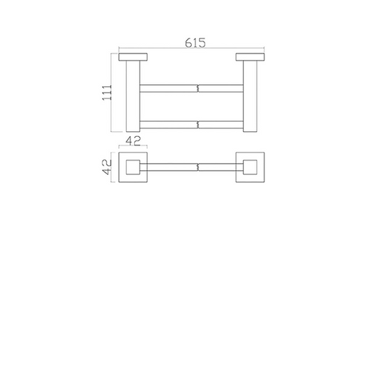 Azzura 17 Series 600 Double Towel Rail Bright Chrome