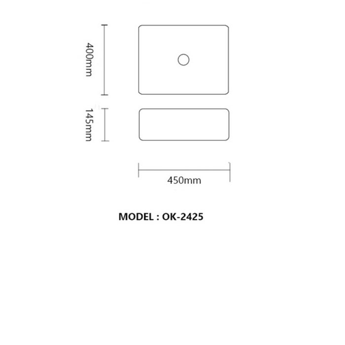 Azzura Organic Series 450 Rectangle AC basin N/T