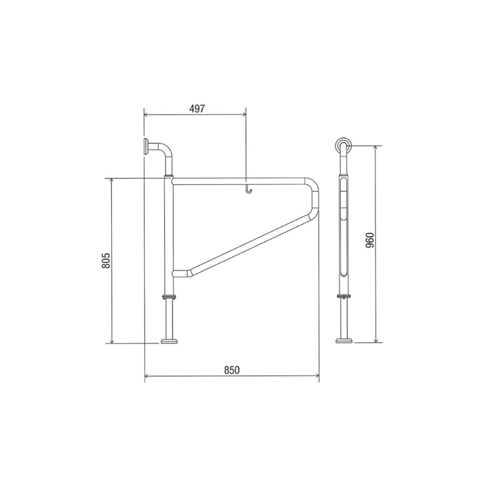 Conserv Swinglock® 850mm Side Assist Rail With Nurse Call Hook