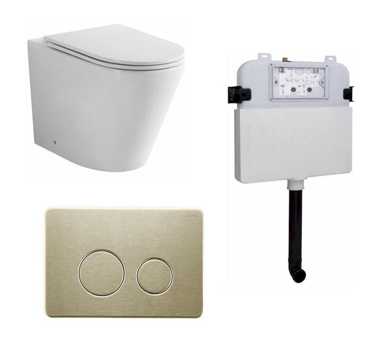 Java In-Wall Toilet Package Brushed Gold Flush Plate