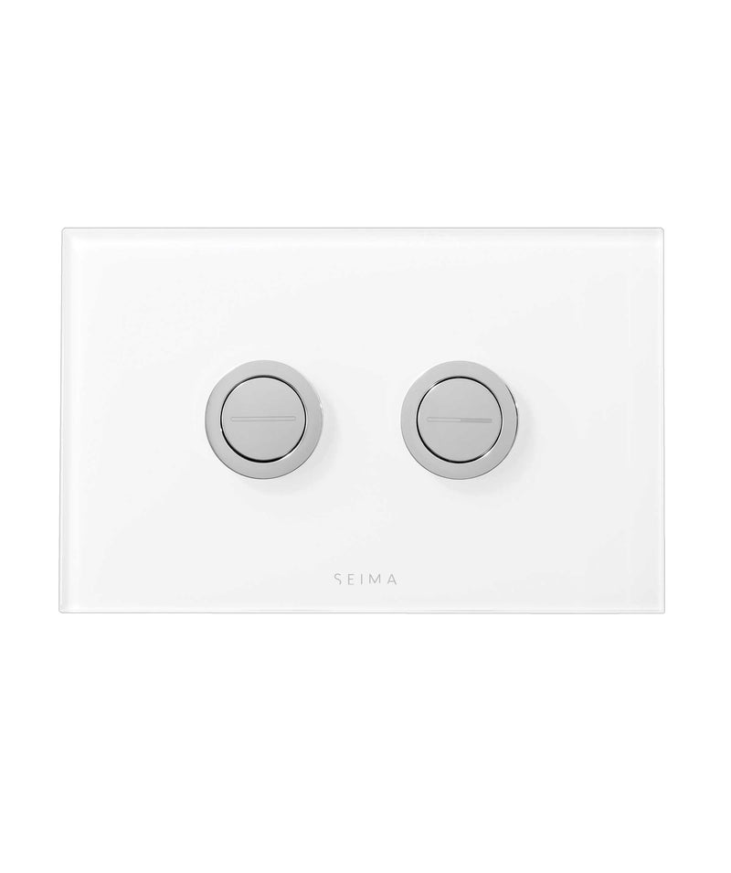 SEIMA Flush Plate - 200 Series Brushed Stainless Steel, Chrome, White Glass, Black Glass