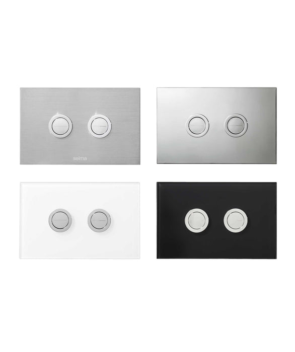 SEIMA Flush Plate - 200 Series Brushed Stainless Steel, Chrome, White Glass, Black Glass