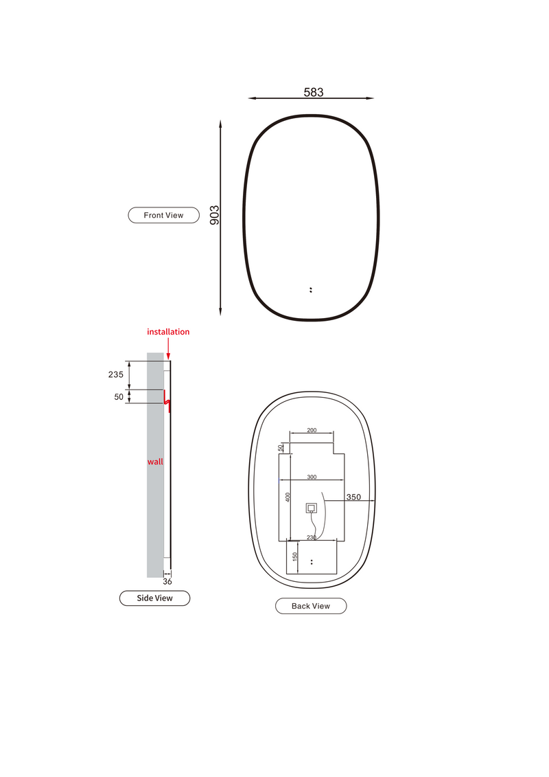 Aulic Valmont Vertical 580mm LED Mirror