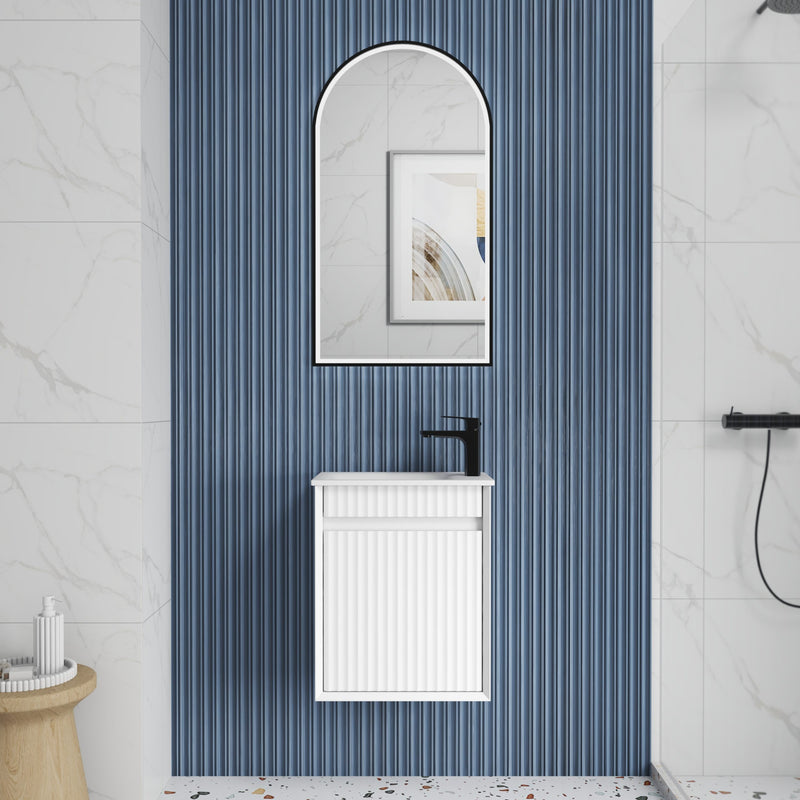 Aulic Mini Ravia Fluted Wall Hung 450mm Vanity