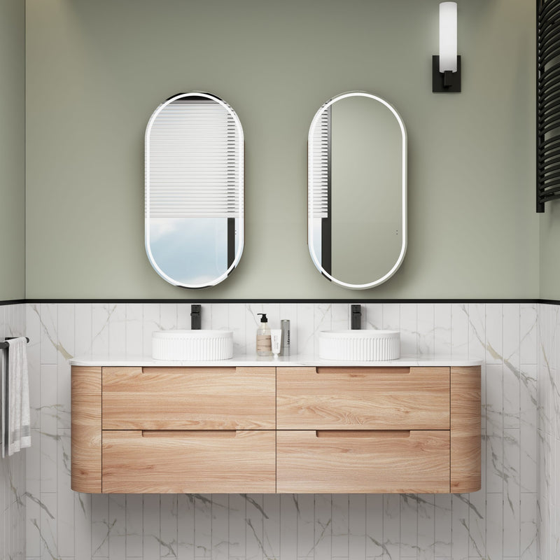 Aulic Briony Curve Wall Hung Finger Pull Cabinet
