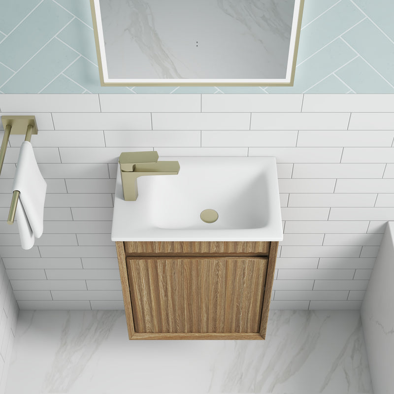 Aulic Mini Ravia Fluted Wall Hung 450mm Vanity