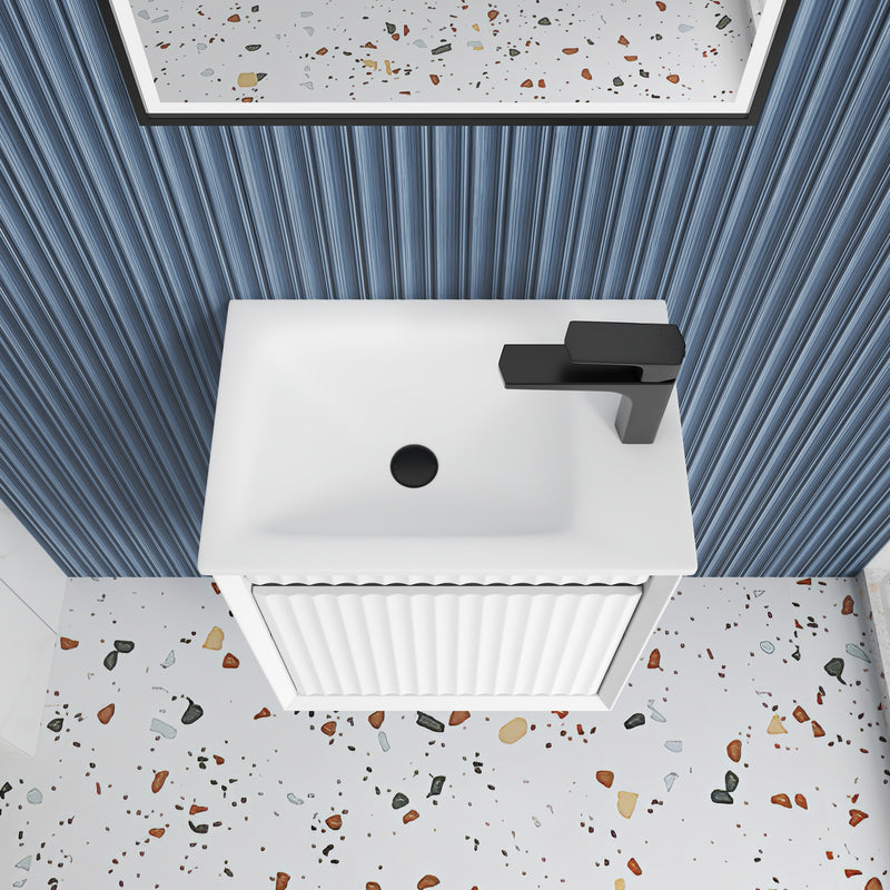 Aulic Mini Ravia Fluted Wall Hung 450mm Vanity