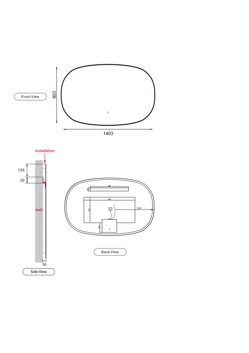 Aulic Valmont Horizontal 1400mm LED Mirror