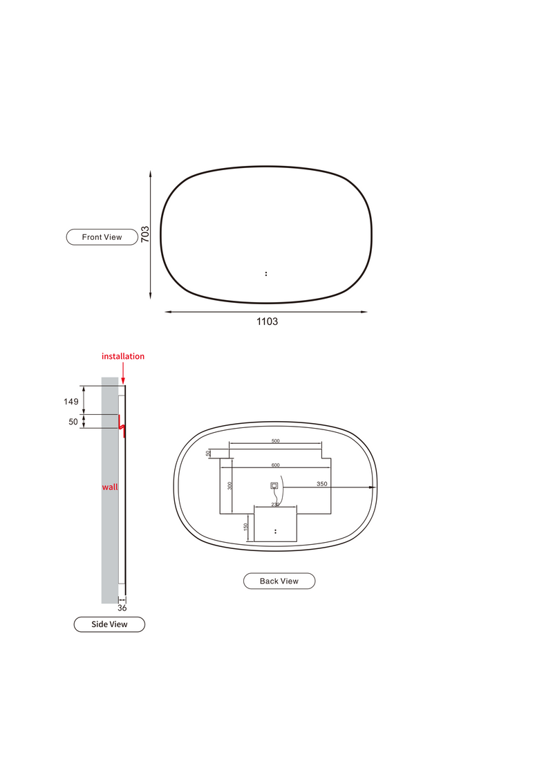 Aulic Valmont Horizontal 1100mm LED Mirror