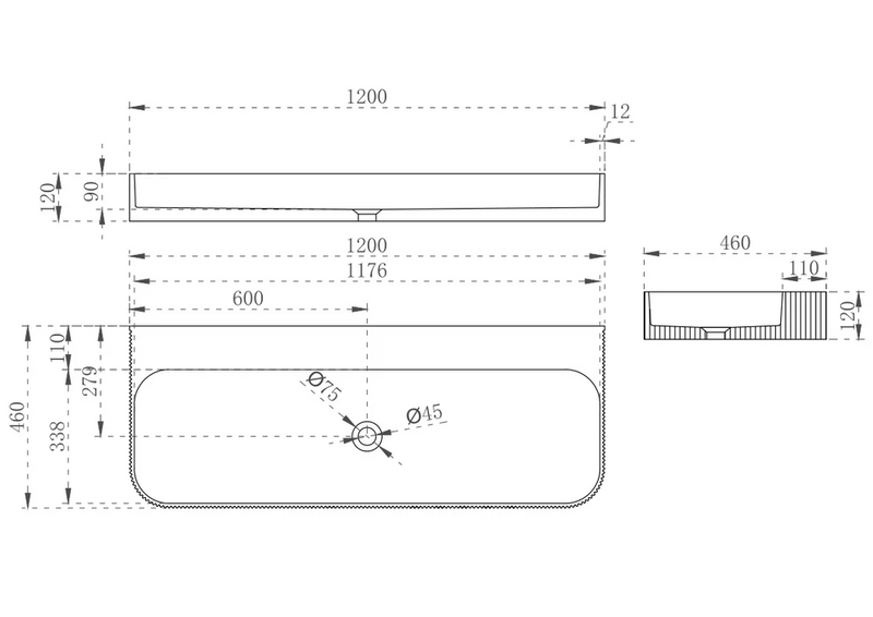 Cassa Design V-Groove Wall Hung Basin
