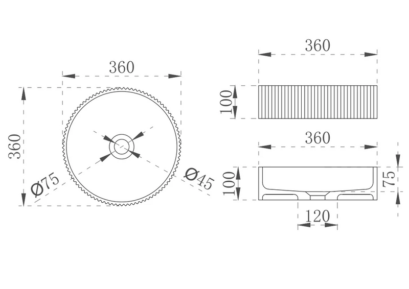 Cassa Design Wow V-Groove Translucency Round Above Counter Basin