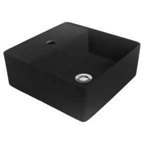 VENEZIA SQUARE C/T BASIN 350X350 1TH MATTE BLACK W/BLK POP-UP