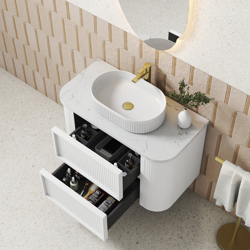 Aulic Ramee Fluted Wall Hung Vanity