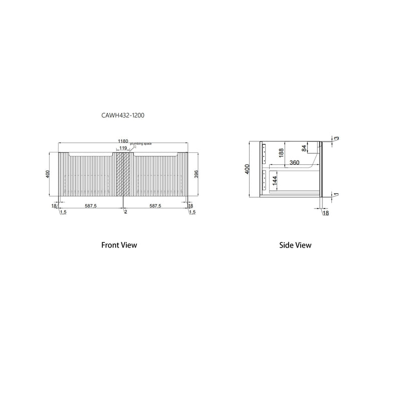 Aulic Perla Mark II Wall Hung V Groove Matte White Finger Pull Cabinet