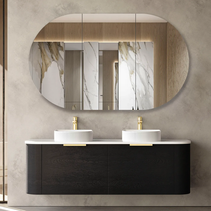 Otti Bondi Black Oak Wall Hung Curve Vanity