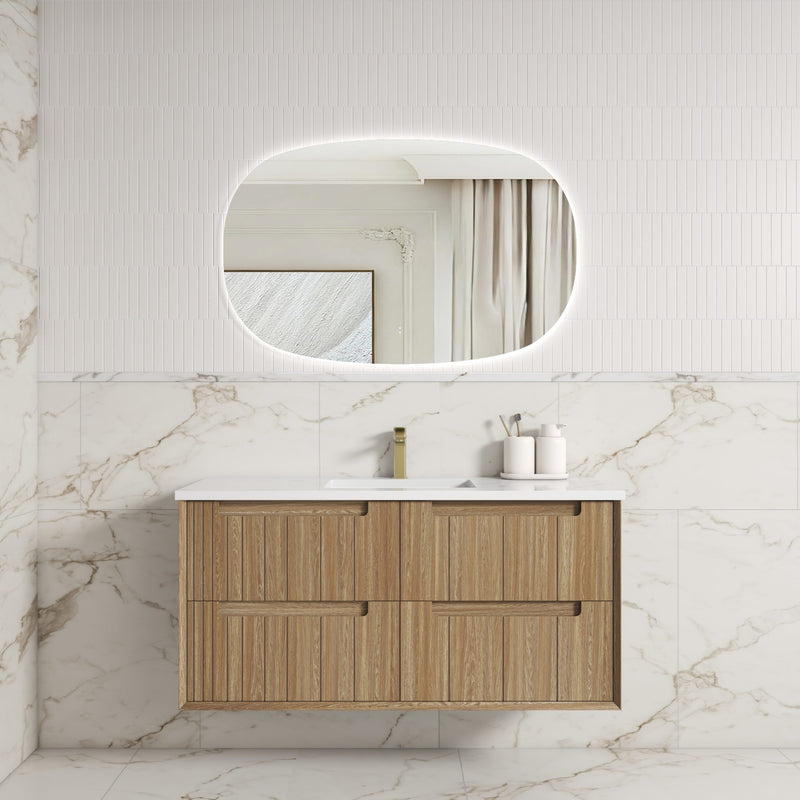 Aulic Voulari Framed Wall Hung Vanity - Harvest Oak