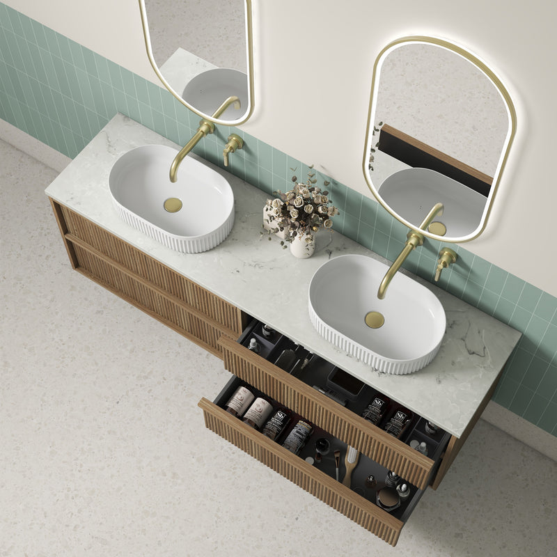 Aulic Venetta Fluted Framed Wall Hung Vanity