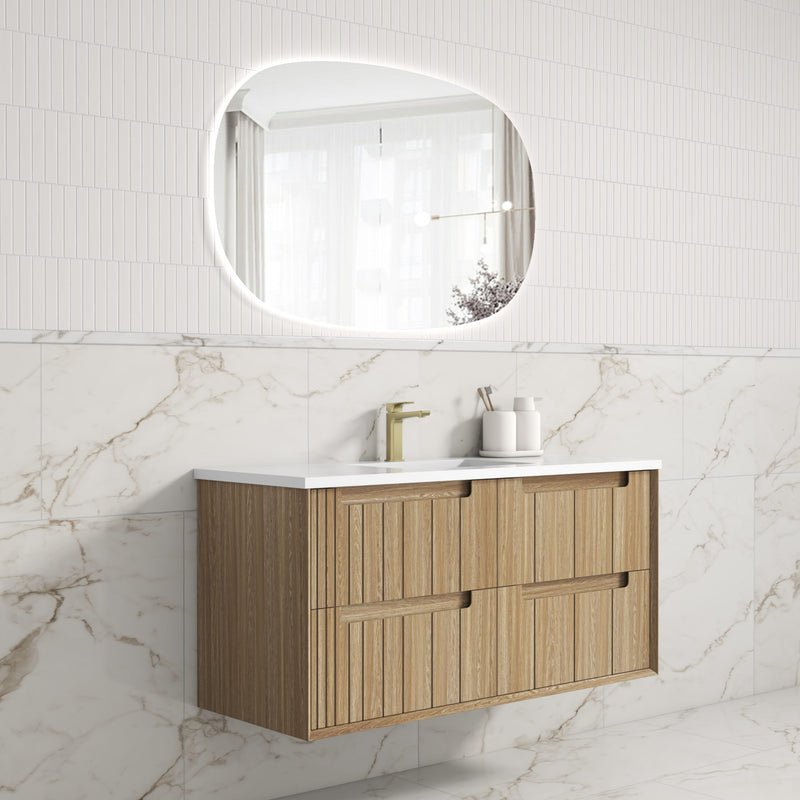 Aulic Voulari Framed Wall Hung Vanity - Harvest Oak
