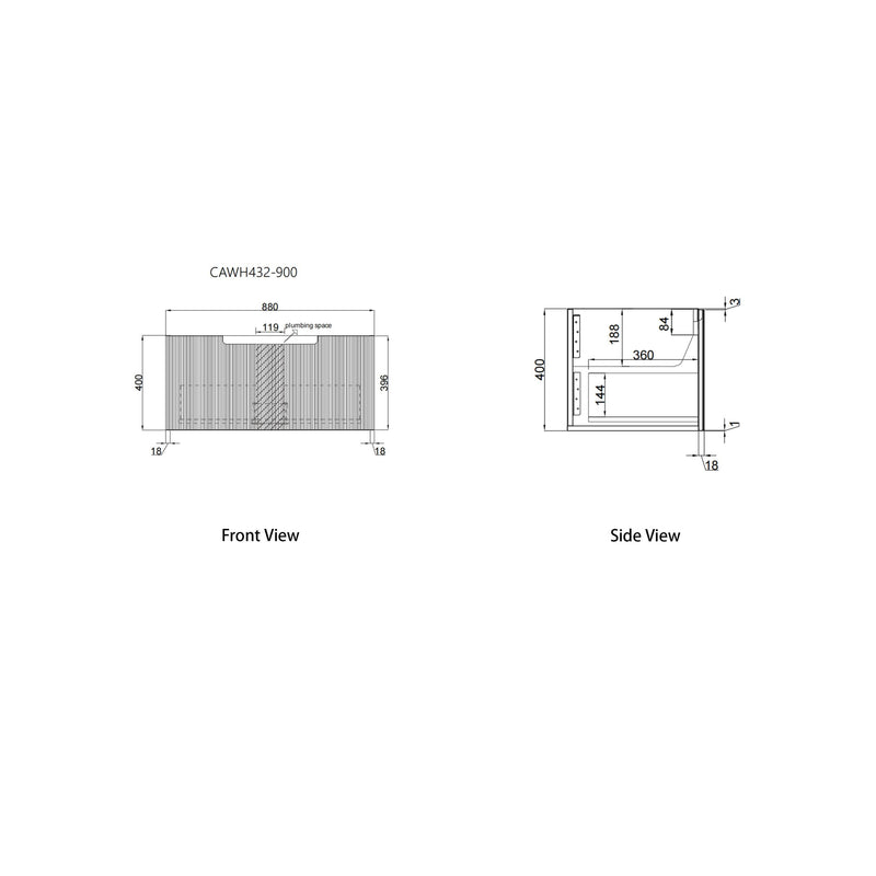 Aulic Perla Mark II Wall Hung V Groove Matte White Finger Pull Cabinet
