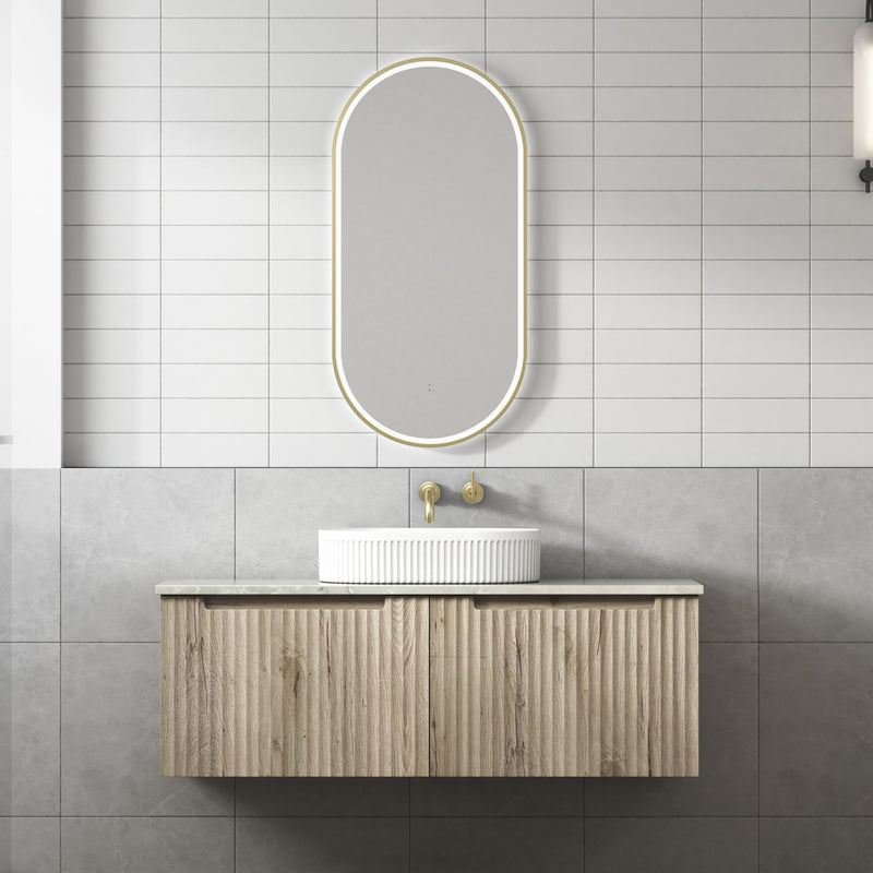 Aulic Calder Wall Hung Wave Groove Finger Pull Cabinet