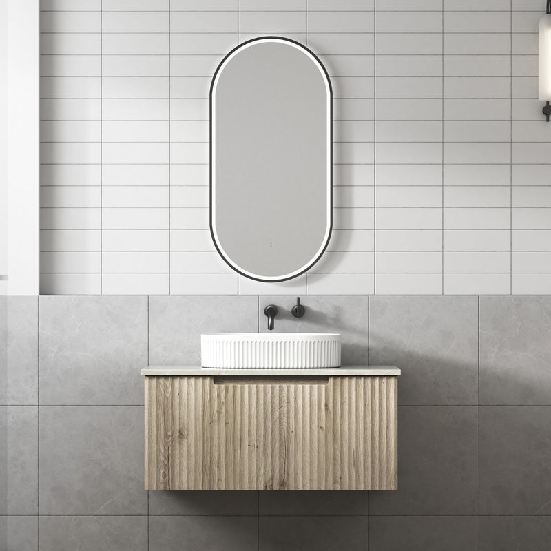 Aulic Calder Wall Hung Wave Groove Finger Pull Cabinet