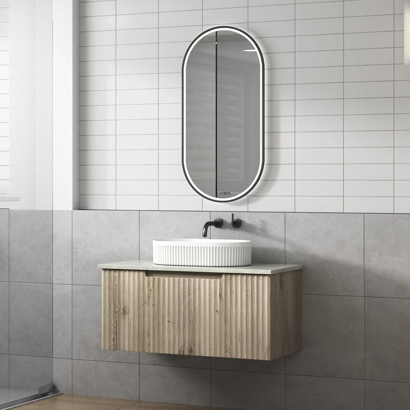 Aulic Calder Wall Hung Wave Groove Finger Pull Cabinet
