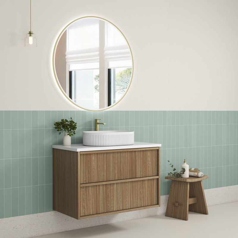 Aulic Venetta Fluted Framed Wall Hung Vanity