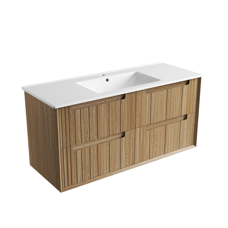 Aulic Voulari Framed Wall Hung Vanity - Harvest Oak