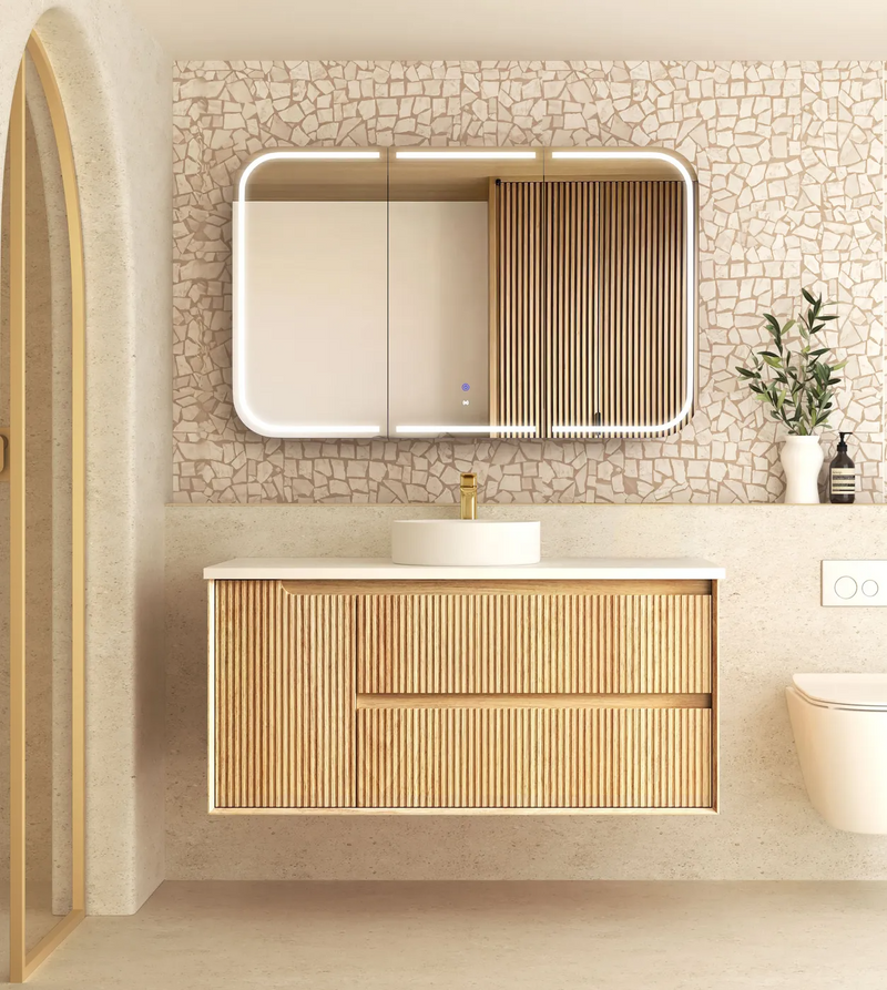 Otti Byron Fluted Woodland Oak Wall Hung Vanity