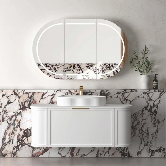 Otti Hampshire Satin White Wall Hung Curve Vanity