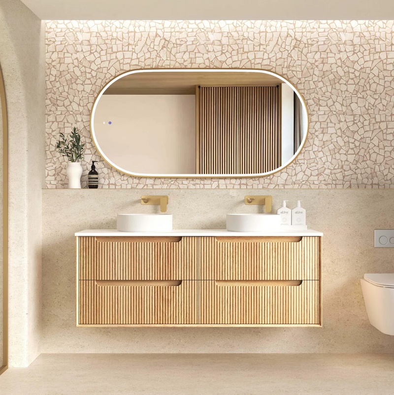 Otti Byron Fluted Woodland Oak Wall Hung Vanity