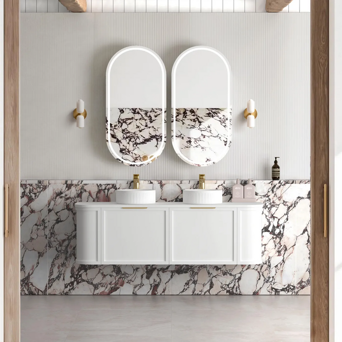 Otti Hampshire Satin White Wall Hung Curve Vanity