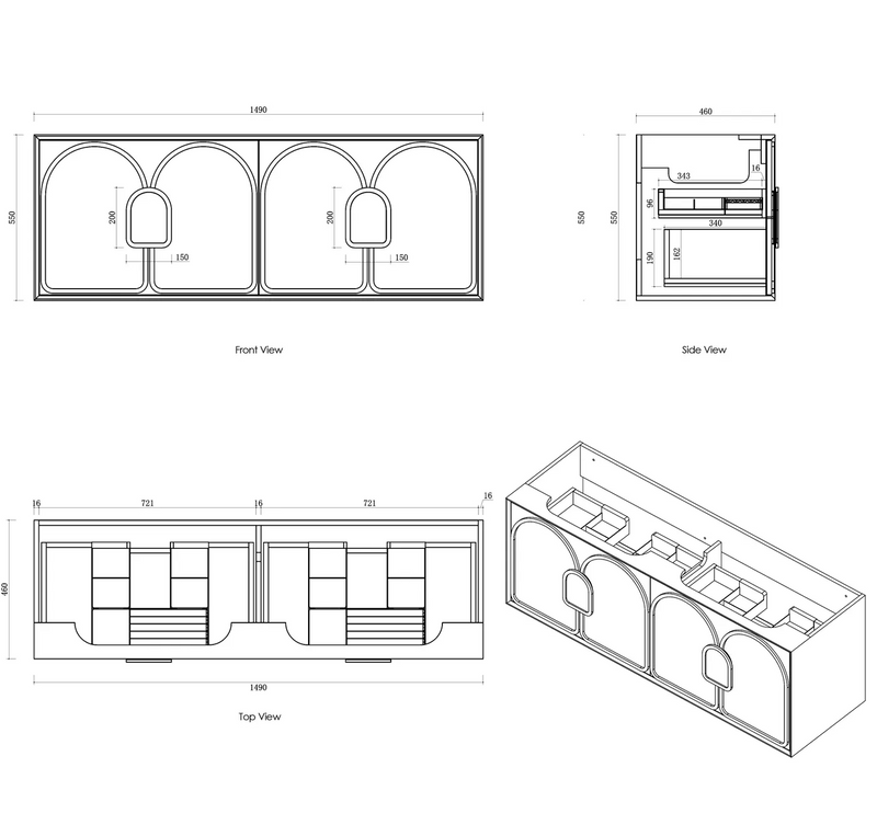 Otti Laguna Mk II Matte White Wall Hung Vanity