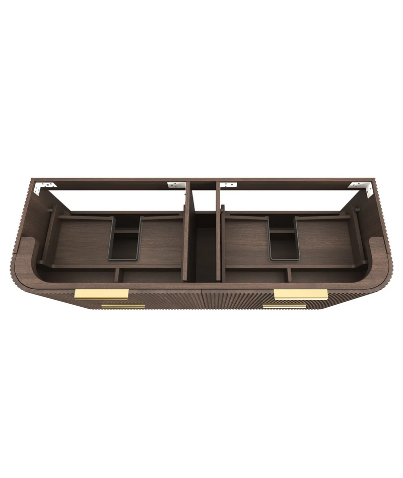Otti Havana Sable Walnut Fluted Wall Hung Curve Vanity