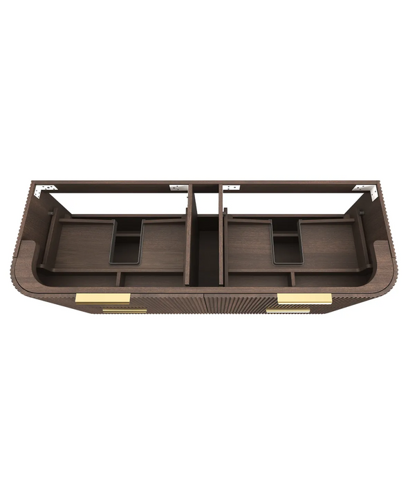 Otti Havana Sable Walnut Fluted Wall Hung Curve Vanity