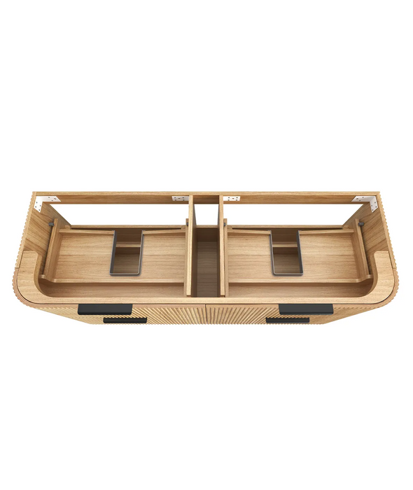 Otti Havana Woodland Oak Fluted Wall Hung Curve Vanity