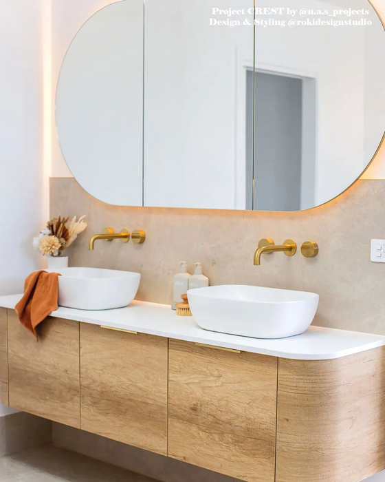 Otti Bondi Natural Oak Wall Hung Curve Vanity