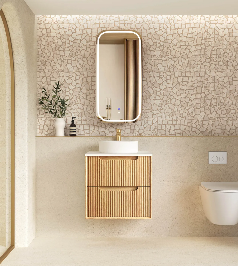 Otti Byron Fluted Woodland Oak Wall Hung Vanity