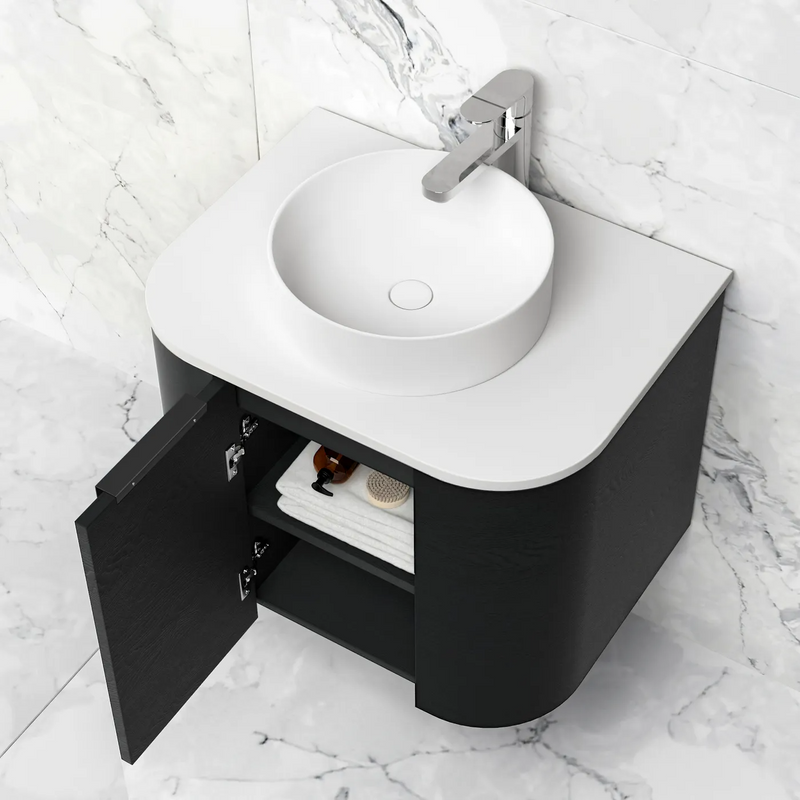 Otti Bondi Black Oak Wall Hung Curve Vanity