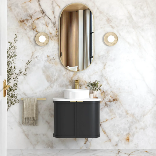 Otti Hampshire Satin Black Wall Hung Curve Vanity