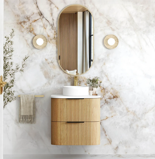 Otti Havana Woodland Oak Fluted Wall Hung Curve Vanity